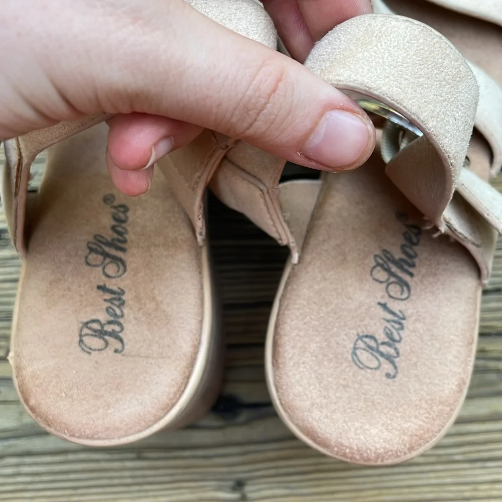 Nasty Gal Beige Strappy Platform Sandals